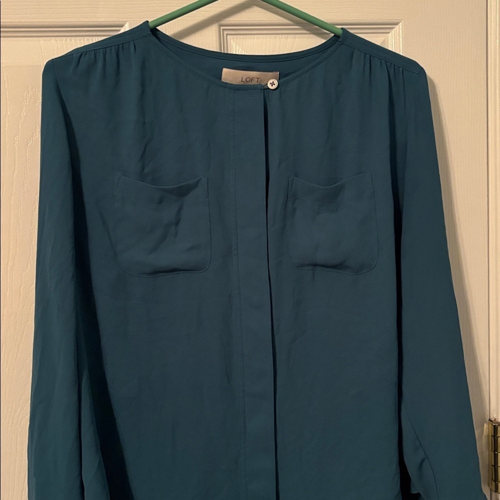 Turquoise button up blouse